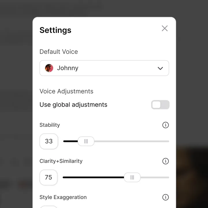 a close up of an interface with a settings panel displayed